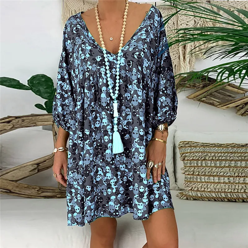 JAYCOSIN 2019 Spring Summer Autumn Dress Women Plus Size Print Casual Loose Dress Three Quarter Sleeve V-Neck Mini Dress jul5
JAYCOSIN 2019 Spring Summer Autumn Dress Women Plus Size Print Casual Loose Dress Three Quarter Sleeve V-Neck Mini Dress jul5