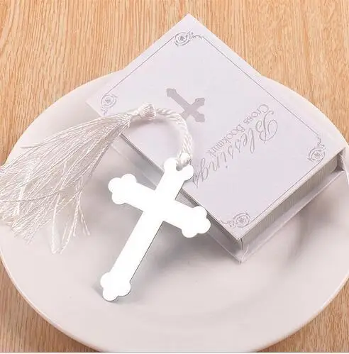 

20pcs Silver Cross Bookmark Wedding Favors Baby Shower First Communion Gifts Souvenirs