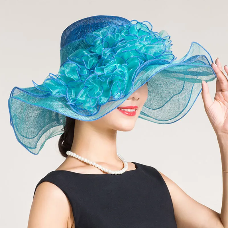 Blue Elegant Linen Bridal Hat Sombrero for Lady Church/Wedding Party Hat/Outdoor Chapeu Cappelli Retro British Large Brimmed Hat
Blue Elegant Linen Bridal Hat Sombrero for Lady Church/Wedding Party Hat/Outdoor Chapeu Cappelli Retro British Large Brimmed Hat