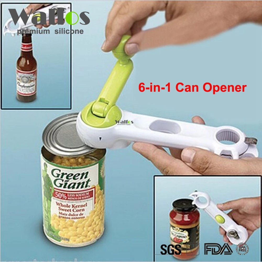 WALFOS 6 Ways Universal Can Opener For Opening Jar Can Bottle Wine Kitchen Multi Purpose All Size in One Tool 1 Piece
WALFOS 6 Ways Universal Can Opener For Opening Jar Can Bottle Wine Kitchen Multi Purpose All Size in One Tool 1 Piece