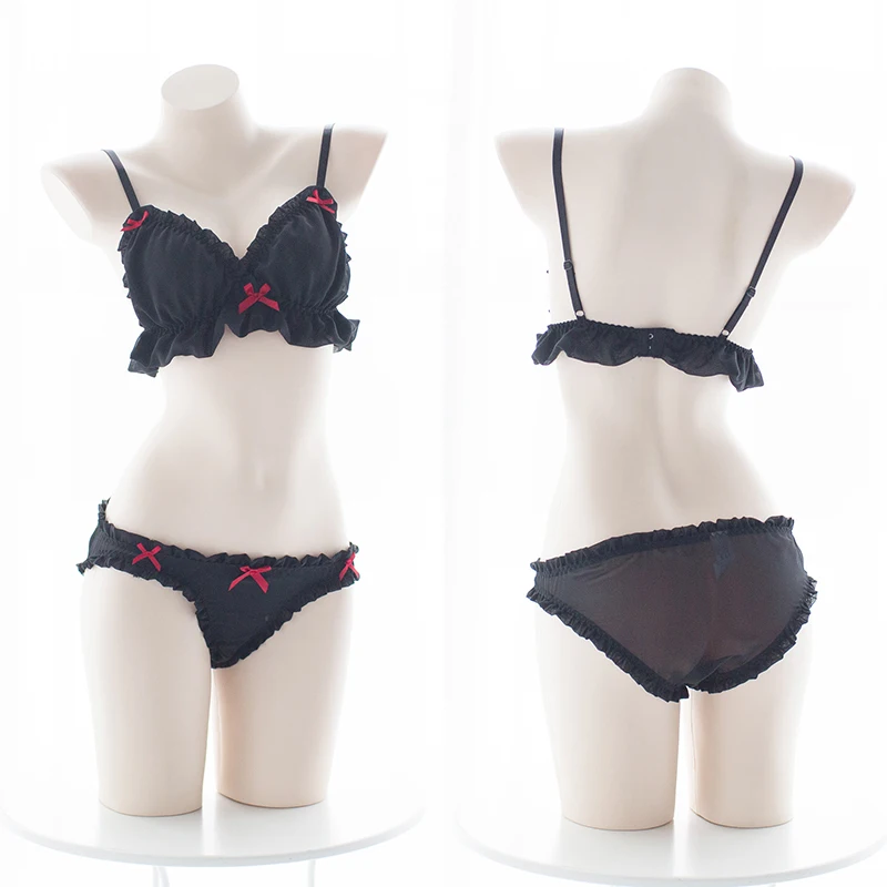 Sexy Women's Lingerie Set Lolita Cute Devil Girl Bowknot Chiffon Intimates Bikini Set Comfortable Underwear Bra Panties Set
Sexy Women's Lingerie Set Lolita Cute Devil Girl Bowknot Chiffon Intimates Bikini Set Comfortable Underwear Bra Panties Set