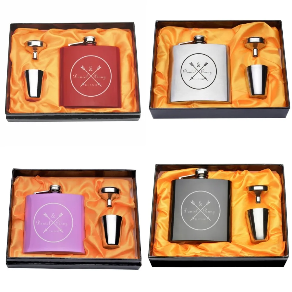 Personalized Engraved 6oz Hip Flask Set Circle Love Arrow Wedding Yellow Lining Anniversary Day Mother's Day Gift Decors Favor
Personalized Engraved 6oz Hip Flask Set Circle Love Arrow Wedding Yellow Lining Anniversary Day Mother's Day Gift Decors Favor