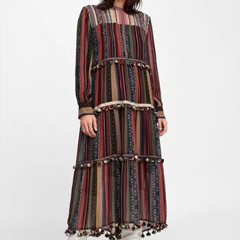New Fashionable Spring Long Dress Women Clothing Ball-shaped Color Stripe Chiffon Dress Long Sleeve O-neck Cake Dresses Vestidos
New Fashionable Spring Long Dress Women Clothing Ball-shaped Color Stripe Chiffon Dress Long Sleeve O-neck Cake Dresses Vestidos