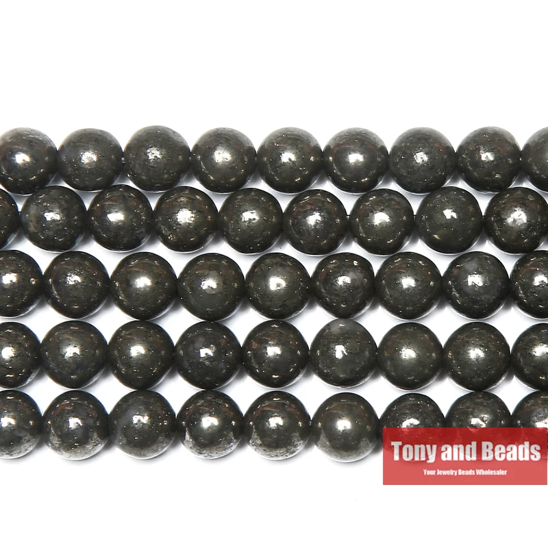 

Free Shipping Natural Stone Iron Pyrite Round Loose Beads 15" Strand 4 6 8 10MM Pick Size For Jewelry Making