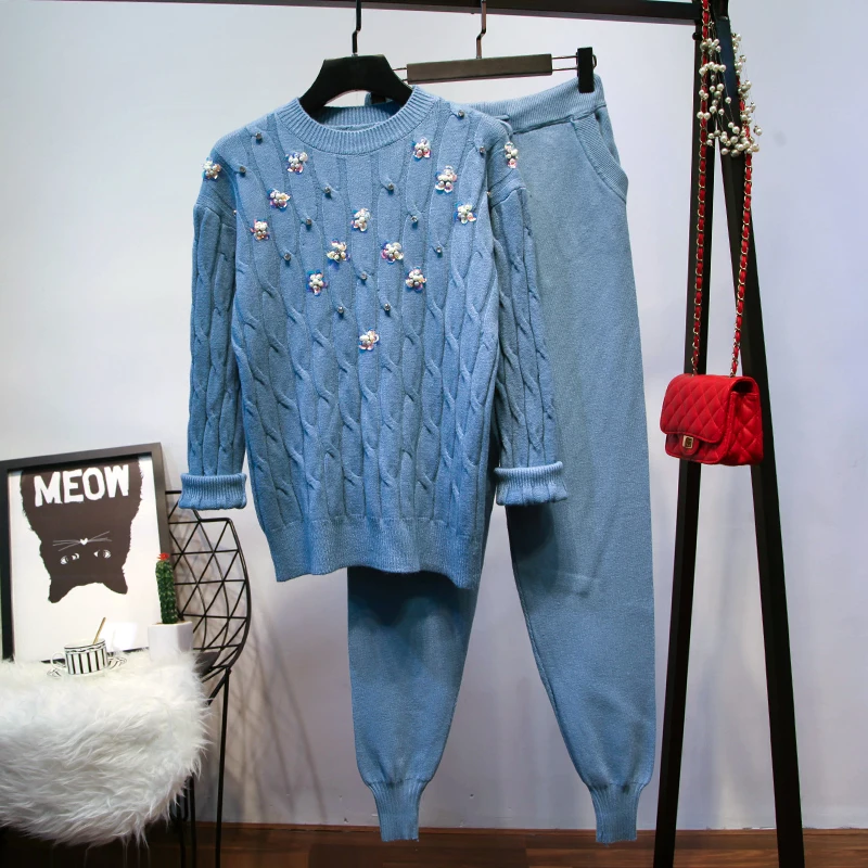Amolapha Women 3D Flower Beads Knit Sweater Pullovers+Pants Two pieces Sets Knit Wool Blends Trousers Clothing Sets
Amolapha Women 3D Flower Beads Knit Sweater Pullovers+Pants Two pieces Sets Knit Wool Blends Trousers Clothing Sets