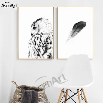 Black-and-White Owl and Feathers Picture Artwork North Poster for Living Room Home Decoration Wall Art Canvas Prints No Frame
Black-and-White Owl and Feathers Picture Artwork North Poster for Living Room Home Decoration Wall Art Canvas Prints No Frame
