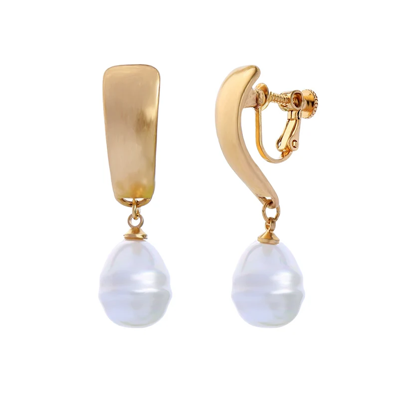 Vintage Fashion Jewelry Gold Color Imitation Pearl Clip On Earrings For Women Charm No Ear Hole Accessories Wholesale | Украшения и