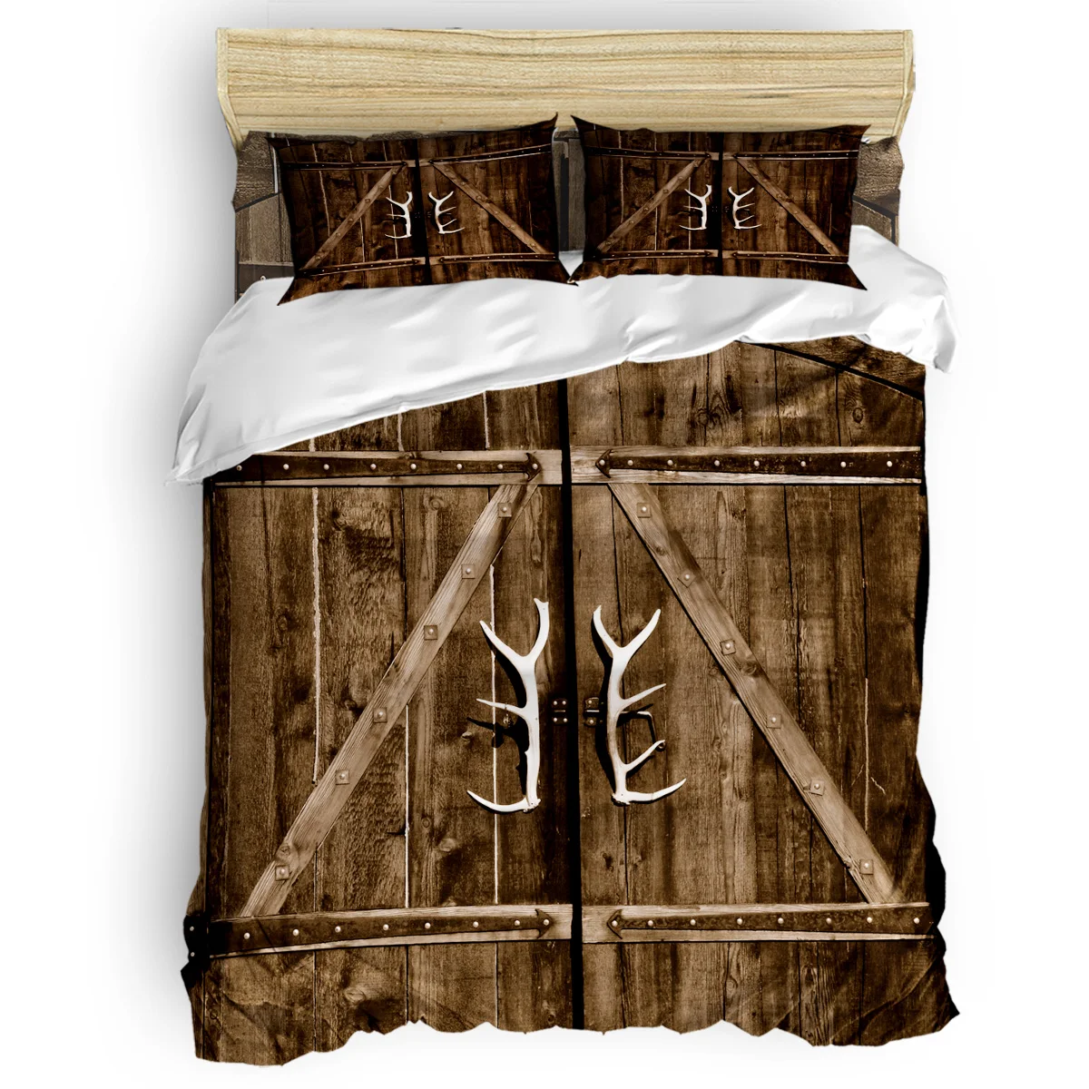 Antlers Wooden Doors 4 Pcs Comforter Cover Set Quilted Duvet Set Polyester Fabric Machine Washable The Lovers' Day Memorial Day
Antlers Wooden Doors 4 Pcs Comforter Cover Set Quilted Duvet Set Polyester Fabric Machine Washable The Lovers' Day Memorial Day