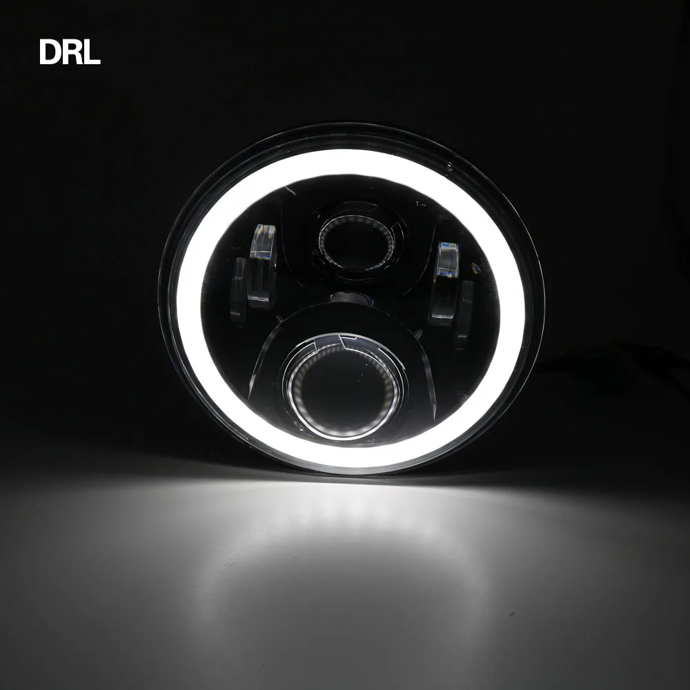 For Jeep Wrangler Jk Tj Super Bright 50W 7 Inch Round LED Headlight White Amber Turn Signal Halo Ring For Lada 4x4 urban Niva (21)