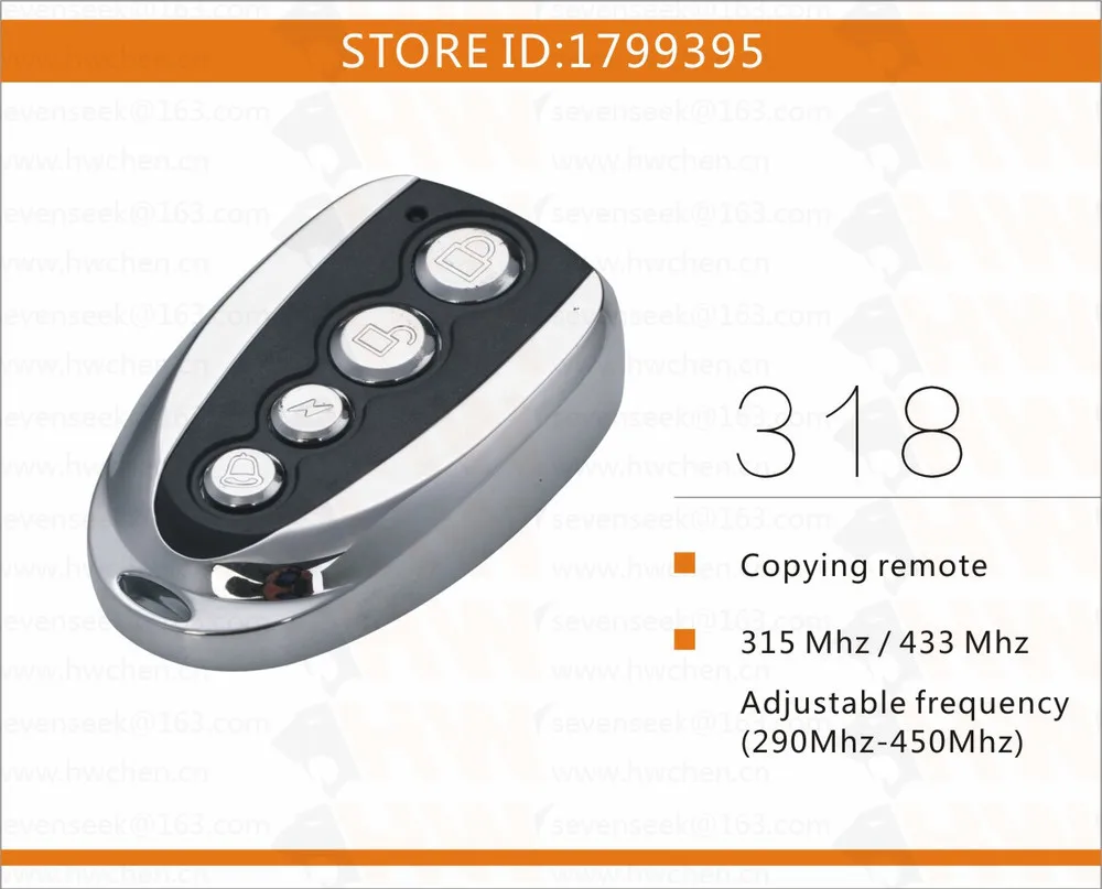 NEWEST 4 Channel Cloning Garage Door Remote Control with Fixed face to face copy 433Mhz 315MHZ 318 50pcs
NEWEST 4 Channel Cloning Garage Door Remote Control with Fixed face to face copy 433Mhz 315MHZ 318 50pcs