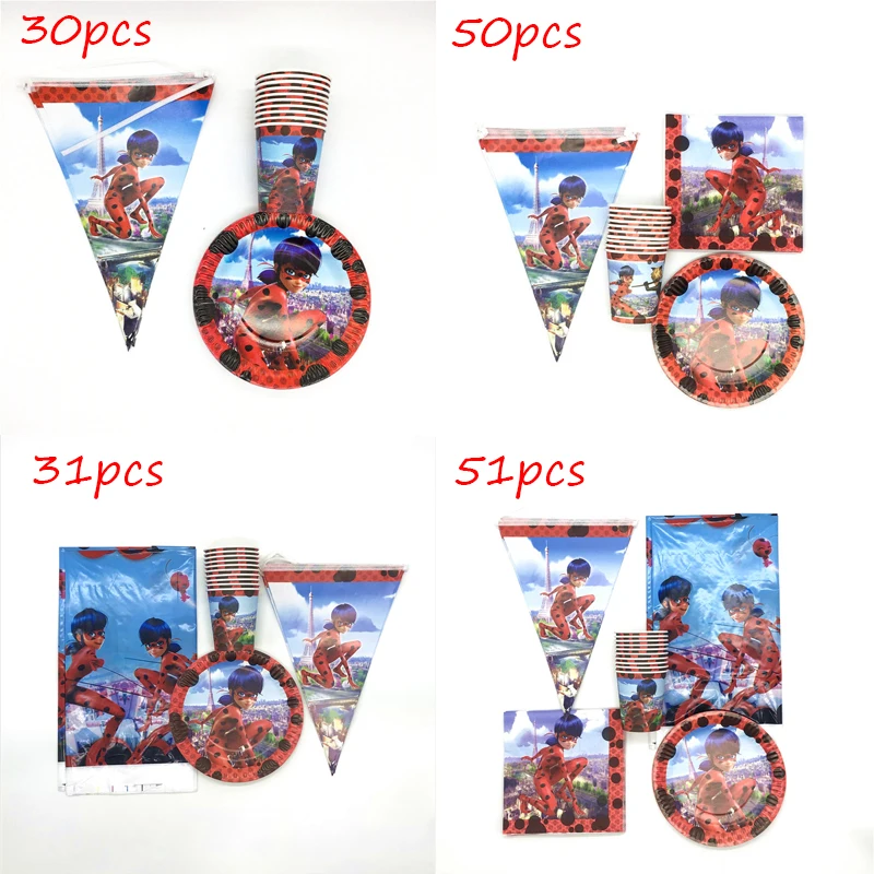 For 10 Kids 51 pcs Cartoon Ladybug Birthday Party Disposable Cup Plate Flag Napkin Tablecloth Party Decorations Shower Supplies
For 10 Kids 51 pcs Cartoon Ladybug Birthday Party Disposable Cup Plate Flag Napkin Tablecloth Party Decorations Shower Supplies