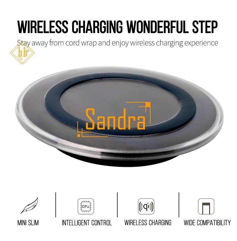 

New brand HH For iPhone X 8 For Samsung Note 8 S8 Plus S7 S6 Phone Wireless Charging Receiver Docking Dock QI Wireless Charger