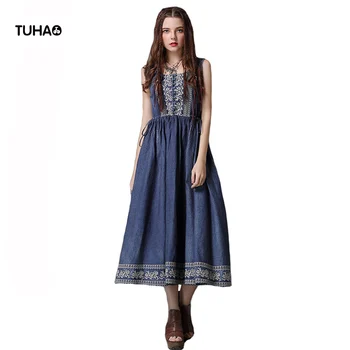 TUHAO Drawstring Slim High Waist Embroidery Vintage Denim Dress Sleeveless Tank Style Cotton Summer Dresses Women Clothing T2077
TUHAO Drawstring Slim High Waist Embroidery Vintage Denim Dress Sleeveless Tank Style Cotton Summer Dresses Women Clothing T2077