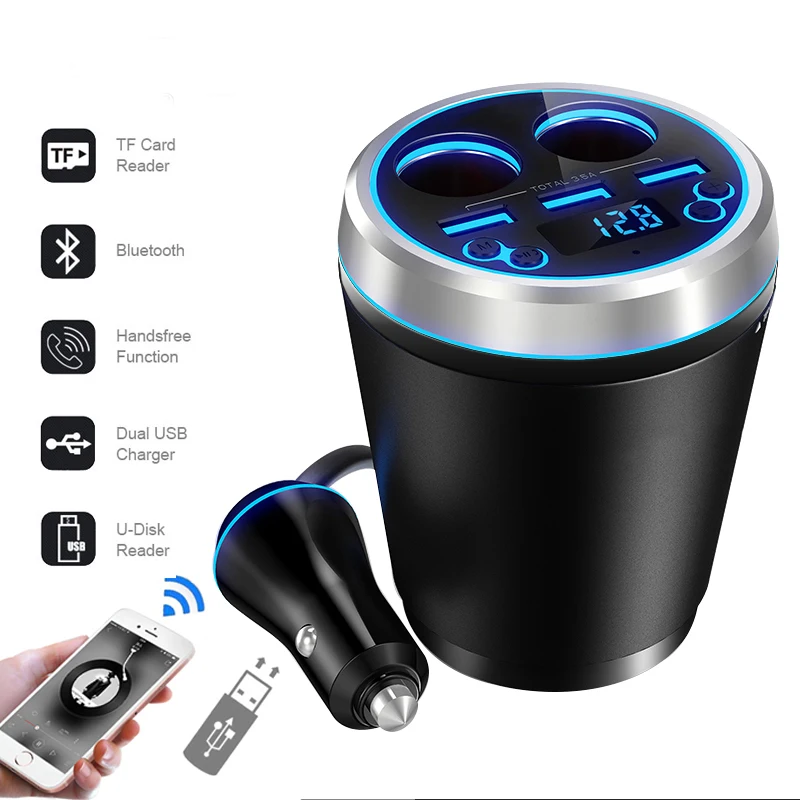 USB Bluetooth Car Charger Cup Charging Electronic MP3 Voltage Current Display Phone Charger Cigarette Lighter Socket Car-styling
USB Bluetooth Car Charger Cup Charging Electronic MP3 Voltage Current Display Phone Charger Cigarette Lighter Socket Car-styling