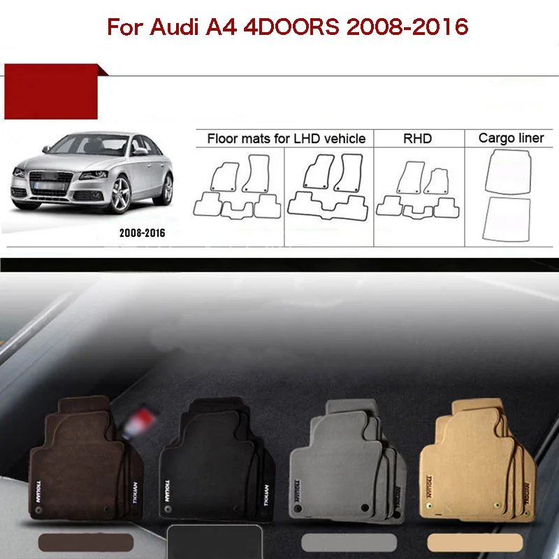 5pcs Custom Made 1/2" Thickness Solid Nylon Interior Odorless Floor Carpet Mats Cover Fitted For Audi A4 08-10 | Автомобили и