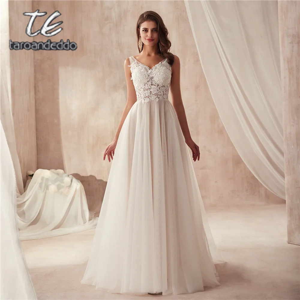 Fantastic See Through A-line Lace Bodice Wedding Dress Flowing Tulle Simple Bridal Dress robe de mariee
Fantastic See Through A-line Lace Bodice Wedding Dress Flowing Tulle Simple Bridal Dress robe de mariee