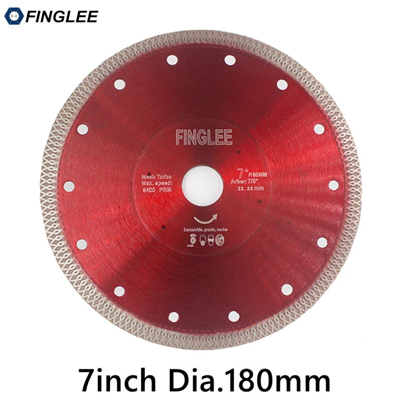 FINGLEE 1Pc 7in/180mm Ceramic Cutting Disc Diamond Saw Blade Turbo Wave Style for Granite,Ceramic,Porcelain,Stone Work
FINGLEE 1Pc 7in/180mm Ceramic Cutting Disc Diamond Saw Blade Turbo Wave Style for Granite,Ceramic,Porcelain,Stone Work