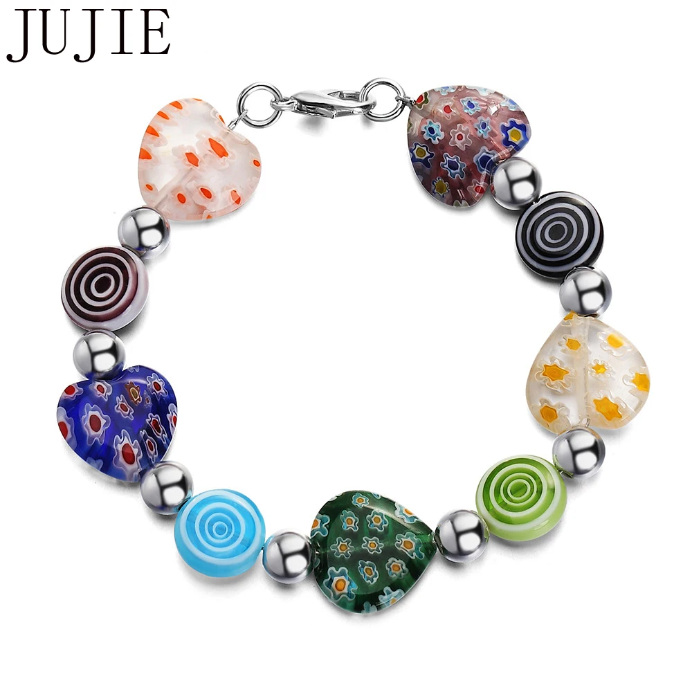 JUJIE Fashion Heart Shape Beads Glass Bracelets Fresh Sweet Elasticity Bracelets Jewelry Dropshipping
JUJIE Fashion Heart Shape Beads Glass Bracelets Fresh Sweet Elasticity Bracelets Jewelry Dropshipping