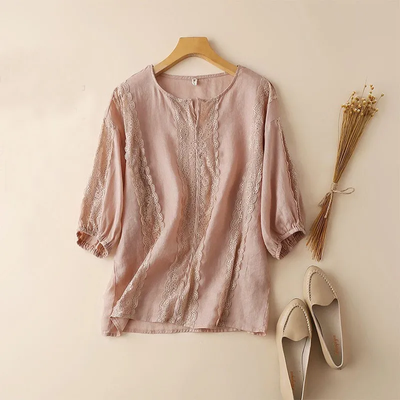 Floral Embroidered Women Blouse Ruffle Lace Chic O-Neck Ramie Linen Long Sleeve Shirt Tops Edges Hippie Boho Top Pullover
Floral Embroidered Women Blouse Ruffle Lace Chic O-Neck Ramie Linen Long Sleeve Shirt Tops Edges Hippie Boho Top Pullover