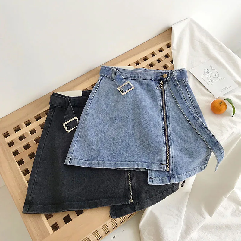 Women's New Irregular Denim Skirt 2019 Fashion Ring Zipper High Waist A-line Short Jeans Skirt with Belt
Women's New Irregular Denim Skirt 2019 Fashion Ring Zipper High Waist A-line Short Jeans Skirt with Belt