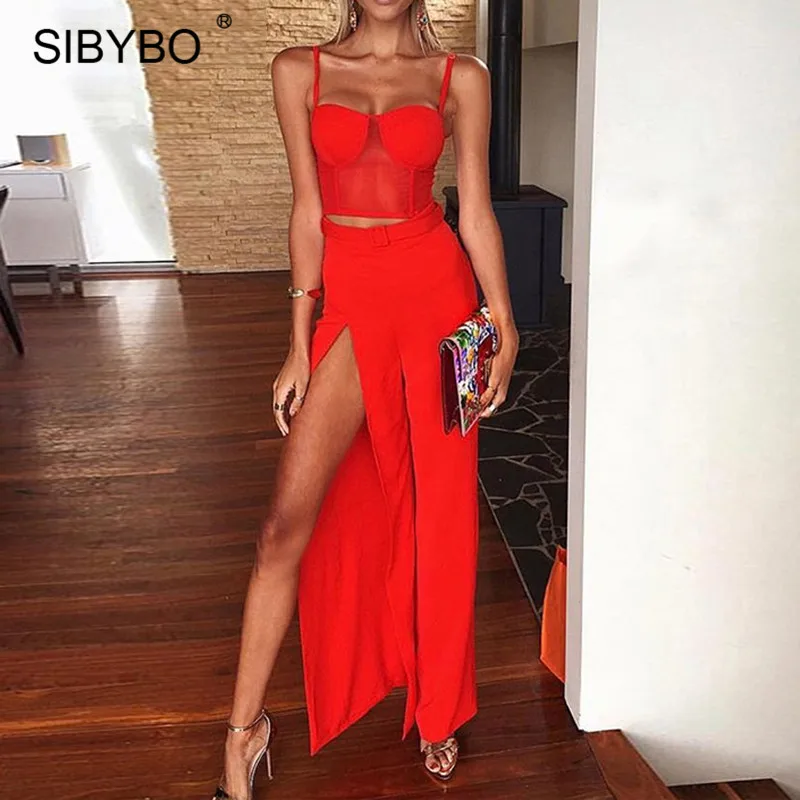 Sibybo Summer Sexy High Split Long Jumpsuit Women Romper Strappy Sleeveless Bodycon Jumpsuits Female 2 Piece Wide Leg Playsuits
Sibybo Summer Sexy High Split Long Jumpsuit Women Romper Strappy Sleeveless Bodycon Jumpsuits Female 2 Piece Wide Leg Playsuits