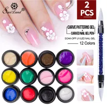 Saviland Novo 3D Sculpting 12 Cor Esculpido Padrões Da Arte Do Prego Gel Soak Off Gel UV Nail Art Gel Escultura Modelagem ferramentas laca(China)