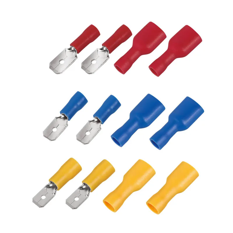 6.3mm 22-16 16-14 12-10AWG Female Male Electrical Wiring Connector Insulated Crimp Terminal Spade FDFD MDD1.25-250 2.5-250 5-250
6.3mm 22-16 16-14 12-10AWG Female Male Electrical Wiring Connector Insulated Crimp Terminal Spade FDFD MDD1.25-250 2.5-250 5-250