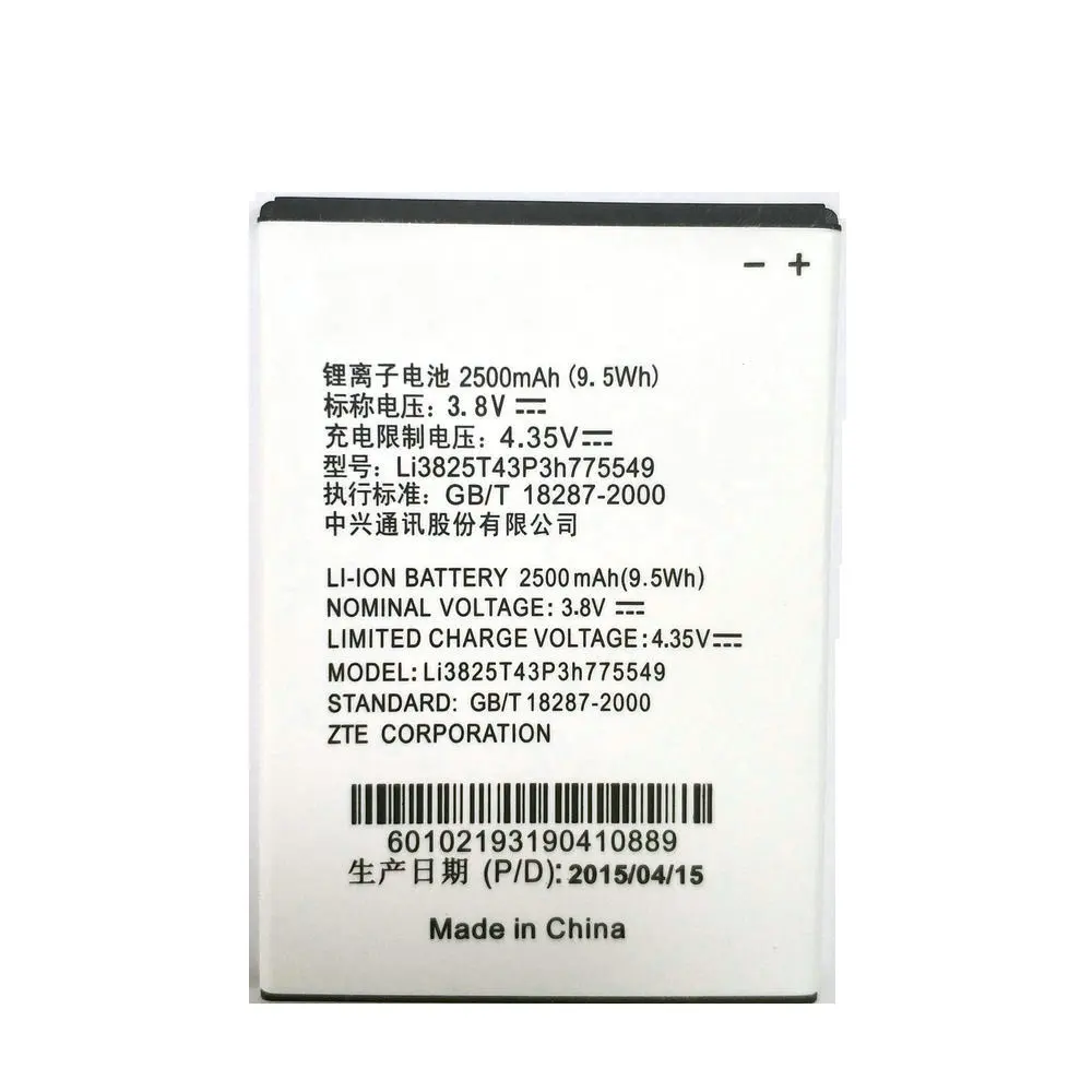 New High Quality Li3825T43P3h775549 2500mAh Battery Replacement For ZTE V987 U935 V967S Phone
New High Quality Li3825T43P3h775549 2500mAh Battery Replacement For ZTE V987 U935 V967S Phone