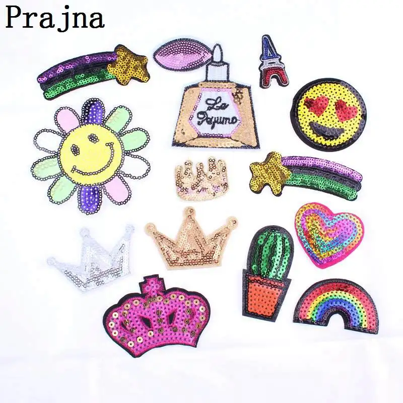 Prajna Rainbow Crown Emoji Heart Patch Iron On Sequin Patches Cute Cheap Embroidered Cartoon Patches For Kids Clothing Applique
Prajna Rainbow Crown Emoji Heart Patch Iron On Sequin Patches Cute Cheap Embroidered Cartoon Patches For Kids Clothing Applique