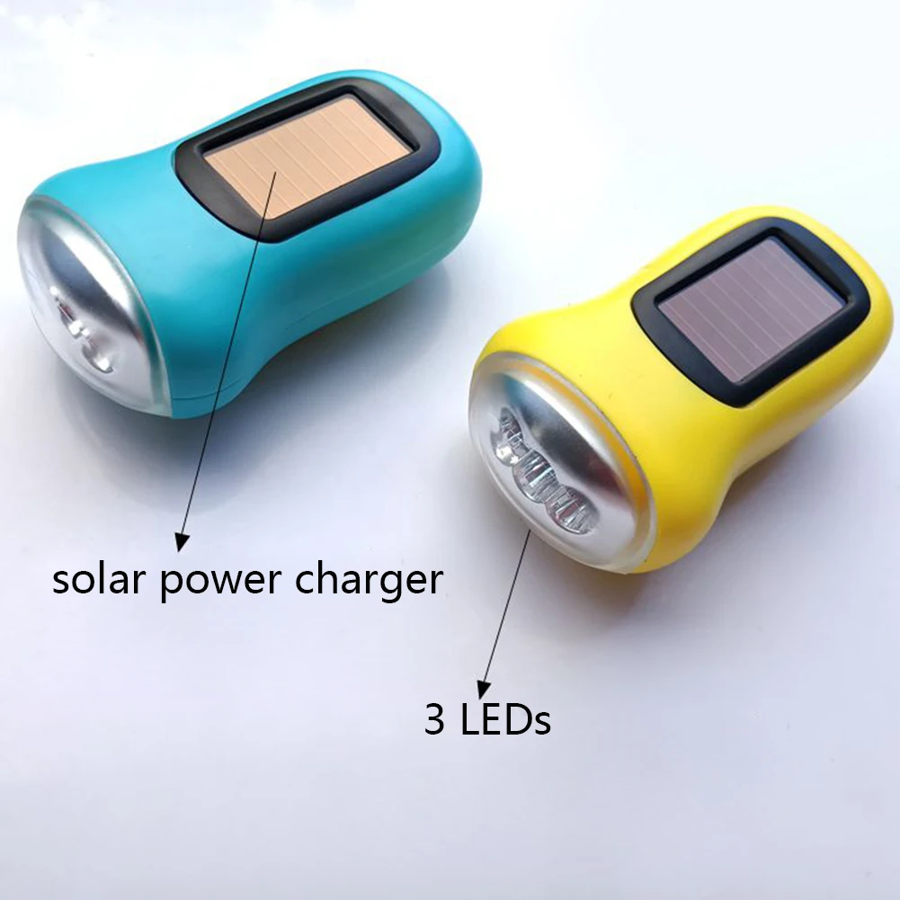 Фото Mini Portable Solar Power Flashlight 3 LED Hand Crank Dynamo Rechargeable Handle for Camping Sport | Лампы и освещение