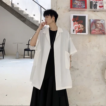 Men Short Sleeve Shirt Coat Big Pockets Black White Casual Cardigan Male Streetwear Hip Hop Loose Shirts Jacket Outerwear
Men Short Sleeve Shirt Coat Big Pockets Black White Casual Cardigan Male Streetwear Hip Hop Loose Shirts Jacket Outerwear