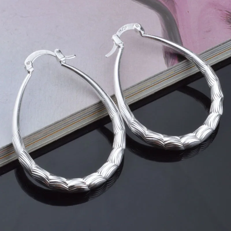 Pure 925 Silver Oval Hoop Earrings Big Large Birthday Party Jewelry Gifts for Women Girlfriend Her Mom Wife Girl Drop shipping
Pure 925 Silver Oval Hoop Earrings Big Large Birthday Party Jewelry Gifts for Women Girlfriend Her Mom Wife Girl Drop shipping