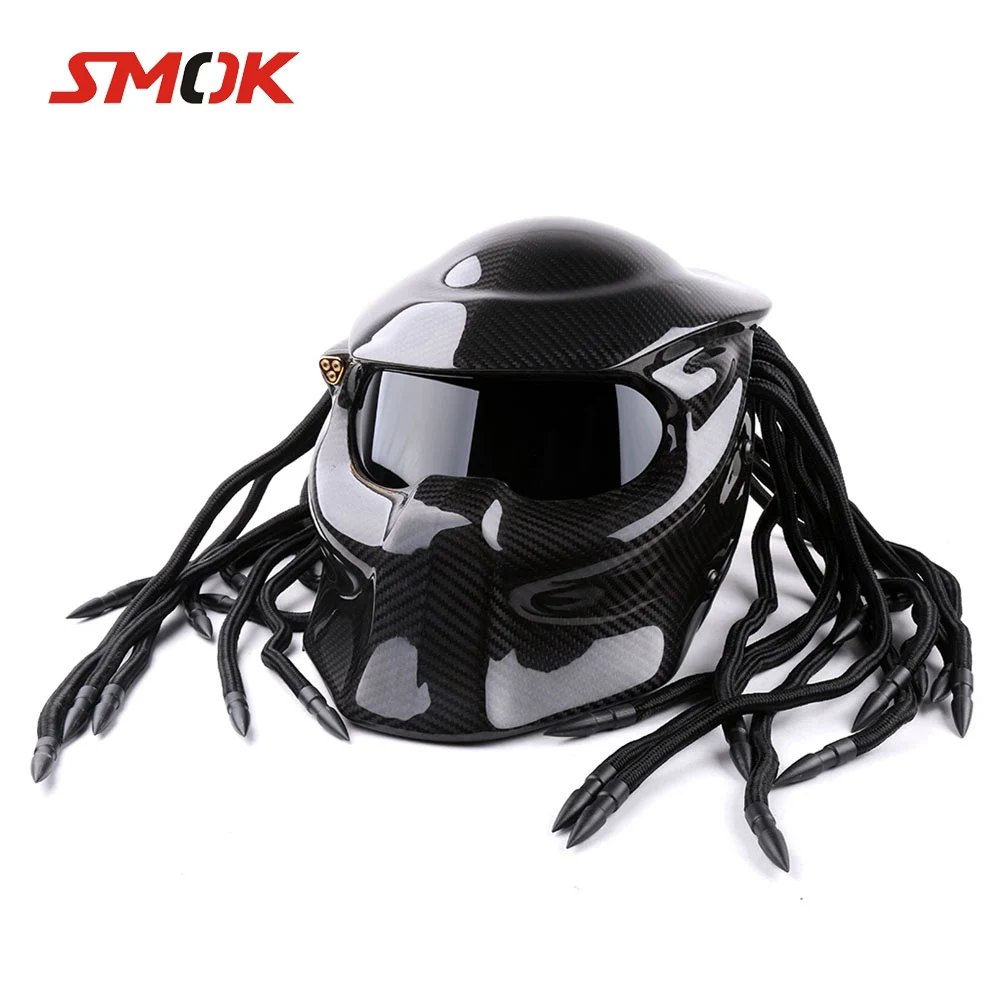Universal Predator Full Face Mask Carbon Fiber Neca Iron Man Fringed Braids Motorcycle Helmet For 690 SMC 350 EXC 450 300
Universal Predator Full Face Mask Carbon Fiber Neca Iron Man Fringed Braids Motorcycle Helmet For 690 SMC 350 EXC 450 300