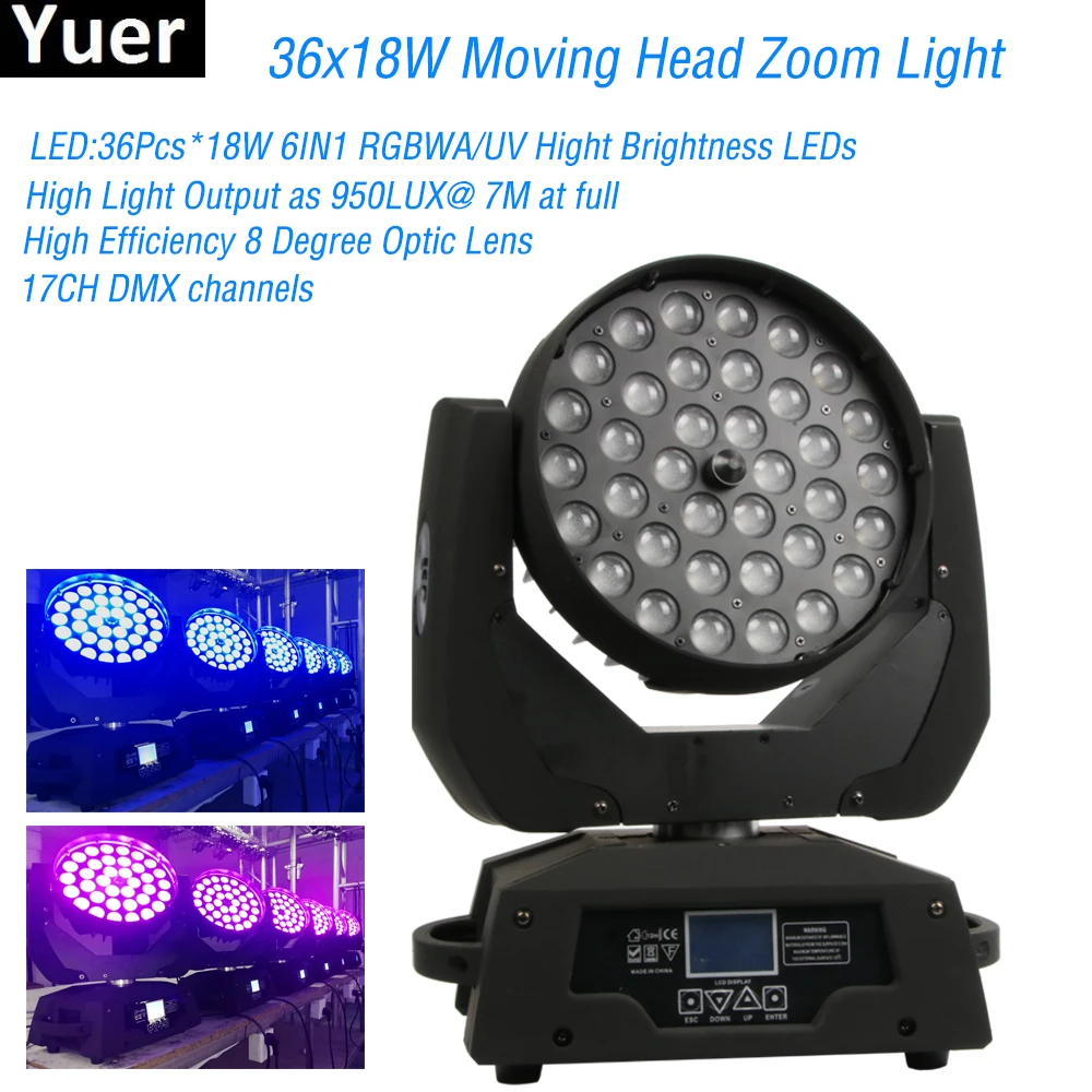 Super Brightness Stage light 36X18W Moving Head Zoom Disco Light 6IN1 RGBWA/UV Hight Brightness LEDs For DJ Club Nightclub Party
Super Brightness Stage light 36X18W Moving Head Zoom Disco Light 6IN1 RGBWA/UV Hight Brightness LEDs For DJ Club Nightclub Party