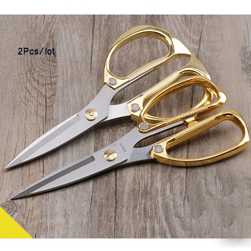 2pcs Gold Sewing Scissors Trimming Shears Cross-Stitch Stainless Steel Tailor Scissor Sewing Embroidery Fabric Sewing Scissors (2)