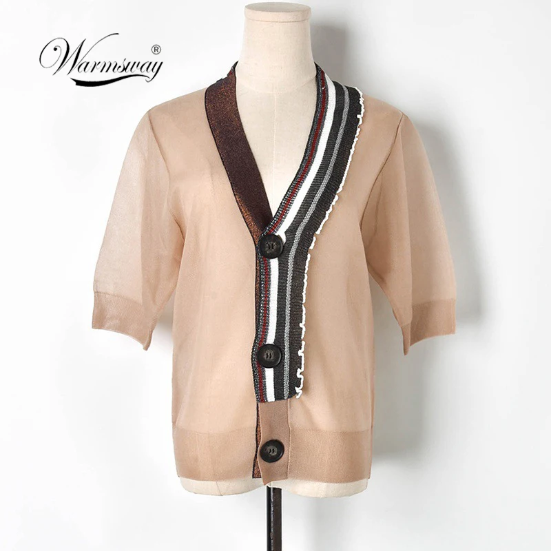 High Quality Women Cardigan Short Sleeve Crop Top See Through Thin Knitted Sweater Coat Summer Fashion Knitwear Chic A-006
High Quality Women Cardigan Short Sleeve Crop Top See Through Thin Knitted Sweater Coat Summer Fashion Knitwear Chic A-006