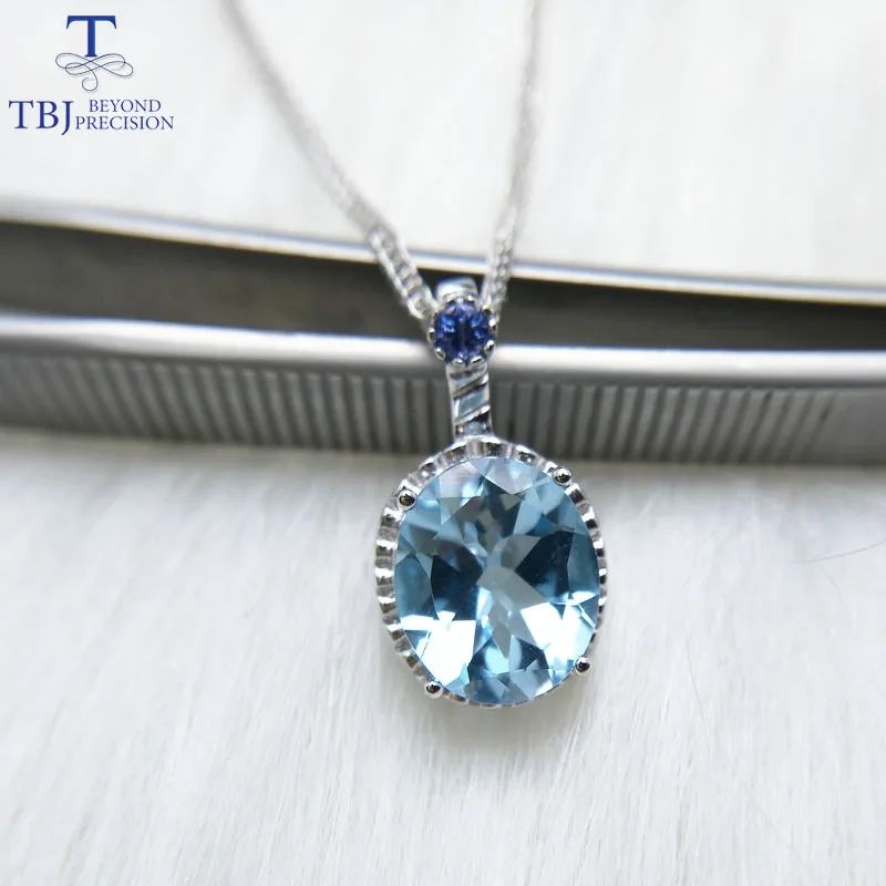 TBJ,Big Natural blue topaz 10*12mm 5.5ct real topaz pendant with natural tanzanite gemstone necklace in 925 sterling silver
TBJ,Big Natural blue topaz 10*12mm 5.5ct real topaz pendant with natural tanzanite gemstone necklace in 925 sterling silver