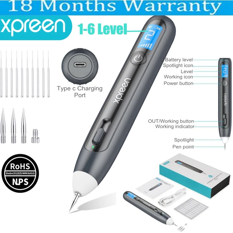 Xpreen Plasma Pen Laser LCD Mole Spot Remover Wart Removal Machine Needle Rechargeable Skin Face Tool Skin Tag Removal Pen
Xpreen Plasma Pen Laser LCD Mole Spot Remover Wart Removal Machine Needle Rechargeable Skin Face Tool Skin Tag Removal Pen