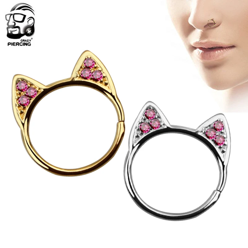 Fashion Cat Head Nose Hoop Ring Nose Segment Hinged Ring Ear Tragus Cartilage Ring Earring Body Piercing Jewelry
Fashion Cat Head Nose Hoop Ring Nose Segment Hinged Ring Ear Tragus Cartilage Ring Earring Body Piercing Jewelry