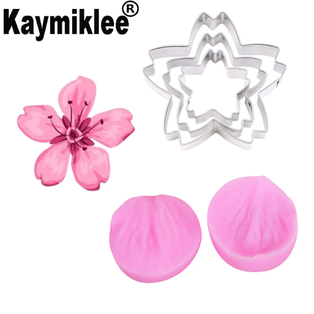 

Cherry Blossom Flower Petal Veiner &Cutter Silicone Mould Gumpaste Cake Decorating Tools ,Sugarcraft Fondant Mold CS347