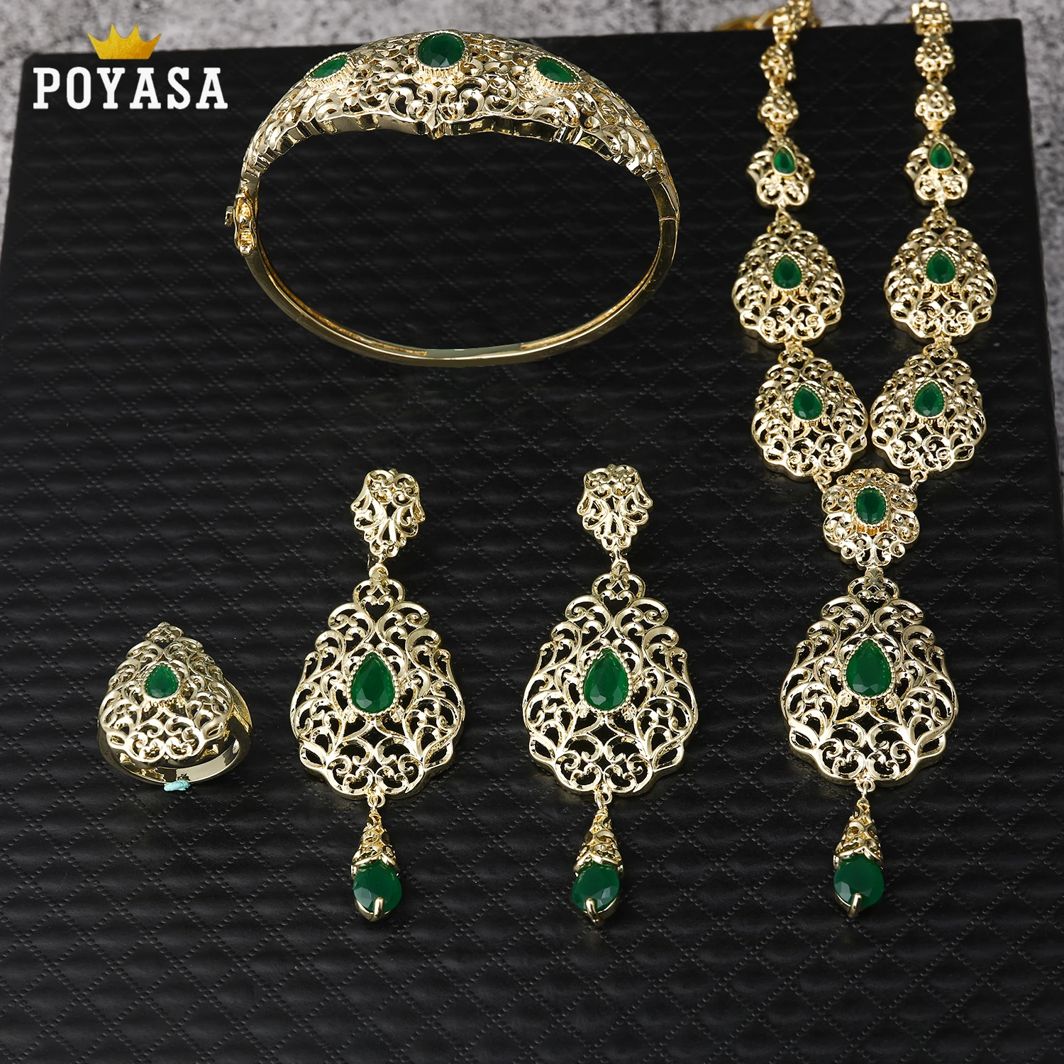 Moroccan Caftan wedding gold jewelry set for women green stone fashion jewelry set copper high quality jewelry set
Moroccan Caftan wedding gold jewelry set for women green stone fashion jewelry set copper high quality jewelry set