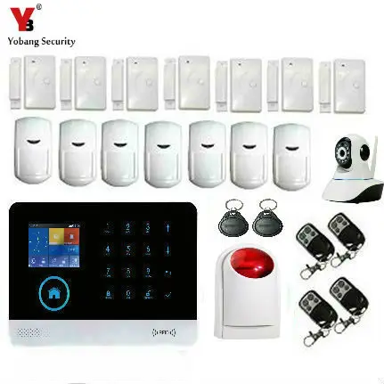 

Wifi 3G GSM APP RFID Wirelesss home security gsm alarm system touch keyboard 433MHz door detector infrared sensor alarm