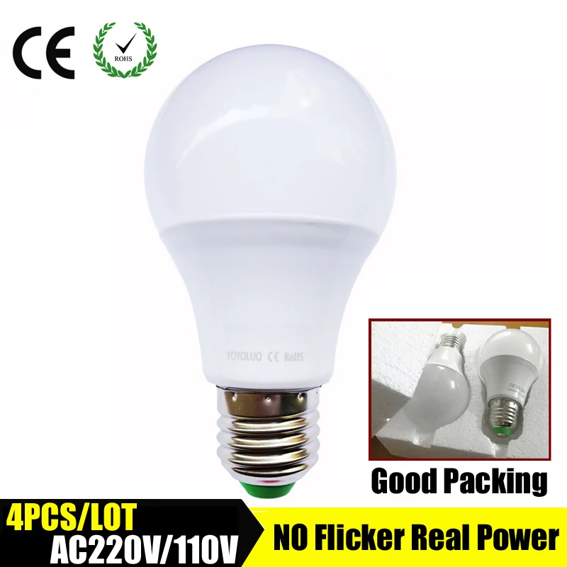 4PCS/LOT LED Bulb E27 LED Lamps B22 110V 220V Light Bulb Smart IC Real Power 3W 5W 7W 9W 12W 15W High Brightness Lampada LED
4PCS/LOT LED Bulb E27 LED Lamps B22 110V 220V Light Bulb Smart IC Real Power 3W 5W 7W 9W 12W 15W High Brightness Lampada LED