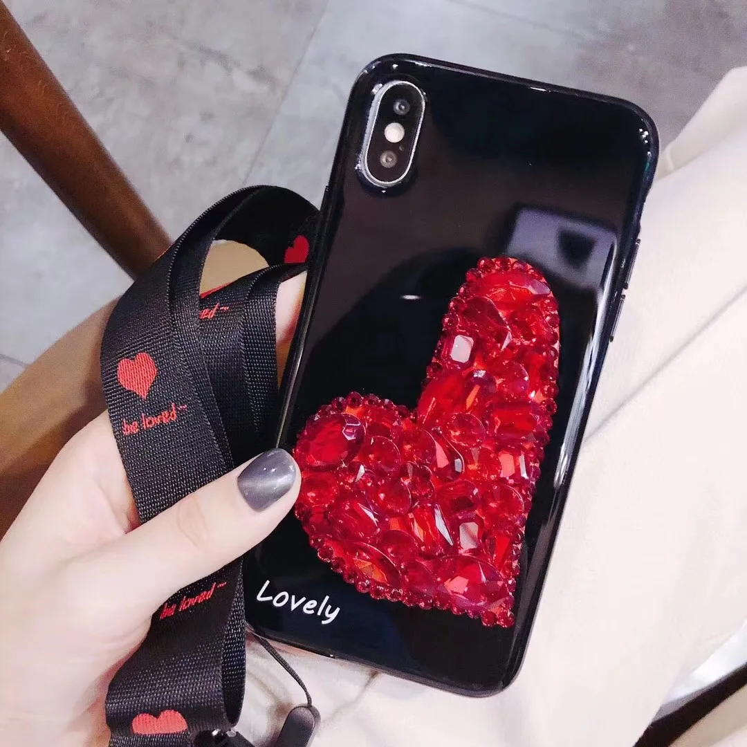 Bling bling heart For iPhone X lovely Luxury Rhinestone Diamond case for iphone 8 7 6 6S plus red Girl lover gift case +2strap
Bling bling heart For iPhone X lovely Luxury Rhinestone Diamond case for iphone 8 7 6 6S plus red Girl lover gift case +2strap