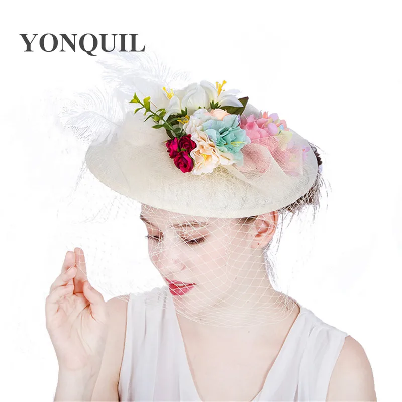 Fashion ivory Wedding Hats And Fascinators For Bride 30CM Big Cute Style Floral dot Veil Bowler Hat Women Banquet Party Headwear
Fashion ivory Wedding Hats And Fascinators For Bride 30CM Big Cute Style Floral dot Veil Bowler Hat Women Banquet Party Headwear