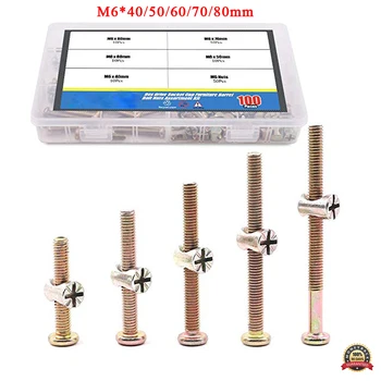 100Pcs Zinc Plated M6 Hex Socket Head Cap Screws Bolts Furniture Crib Bolts with M Barrel Nuts Assortment Kit 40 50 60 70 80 mm
100Pcs Zinc Plated M6 Hex Socket Head Cap Screws Bolts Furniture Crib Bolts with M Barrel Nuts Assortment Kit 40 50 60 70 80 mm