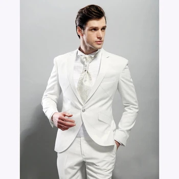 2018 High Quality Groom Tuxedo Flat Collar white one Button Wedding men suits Custom Made 2 pcs mens suit Clothes (Jacket+pants
2018 High Quality Groom Tuxedo Flat Collar white one Button Wedding men suits Custom Made 2 pcs mens suit Clothes (Jacket+pants