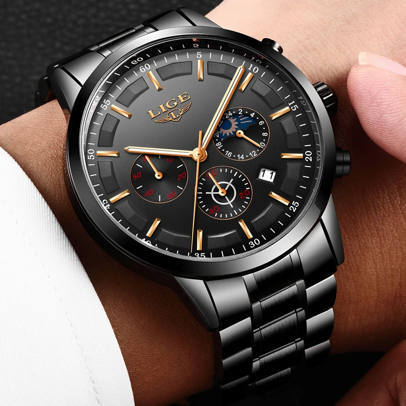 LIGE Watch Men Sport Quartz stainless steel Mens Watches Brand Luxury Waterproof Business Black WristWatch Relogio Masculino+Box
LIGE Watch Men Sport Quartz stainless steel Mens Watches Brand Luxury Waterproof Business Black WristWatch Relogio Masculino+Box