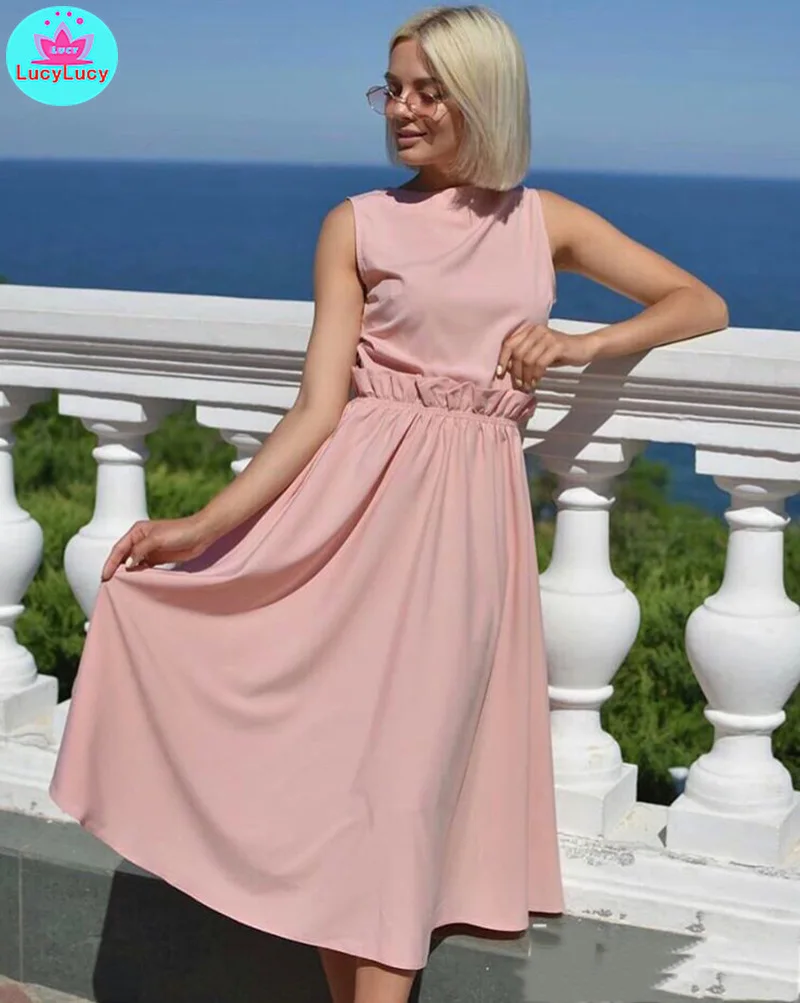 Summer 2019 Fast-selling Amazon Europe and America's New Vintage solid-color round collar sleeveless dress Lotus Leaf Edge dress
Summer 2019 Fast-selling Amazon Europe and America's New Vintage solid-color round collar sleeveless dress Lotus Leaf Edge dress