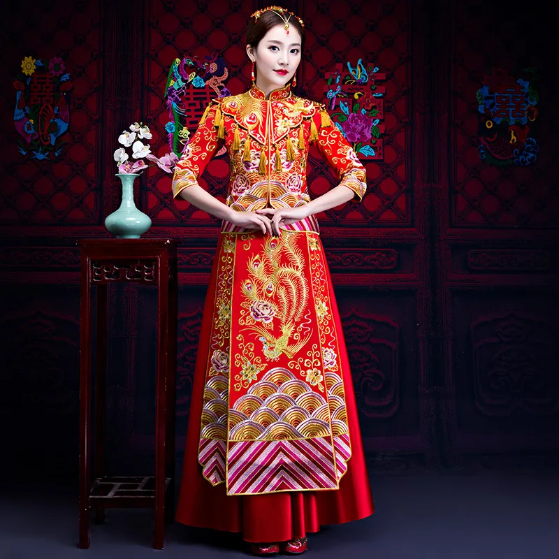 Chinese Traditional Dress qipao Red Long Sleeve Cheongsam Embroidery Oriental Dresses Wedding gowns Robe orientale vestido chino
Chinese Traditional Dress qipao Red Long Sleeve Cheongsam Embroidery Oriental Dresses Wedding gowns Robe orientale vestido chino